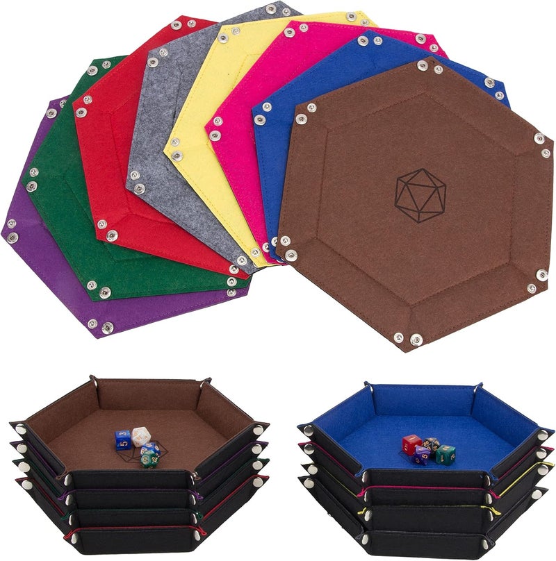 KISLANE Dice Tray 8 Pieces Folding Hexagon Dice Storage, Felt Dice Tray Holder for DND, RPG, MTG and Other Board Games (Hexagon) - Image 1